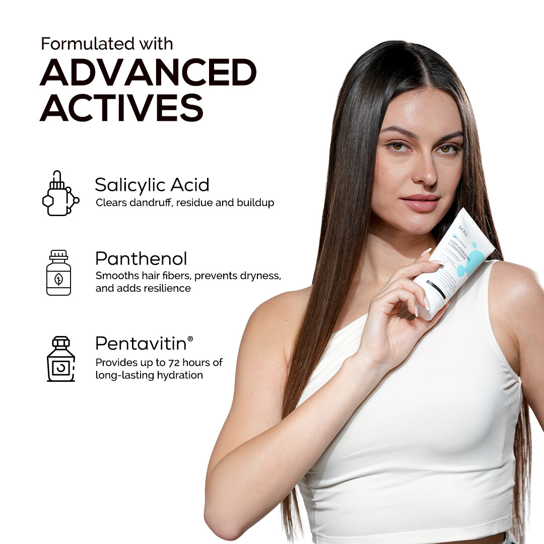 KORE Anti-Dandruff Deep Hydrating Conditioner | Powered with Hydraflake Technology | Salicylic Acid, Panthenol & Pentavitin | Reduces Dandruff, Scalp Itchiness & Frizz | For Men & Women | 150 ml