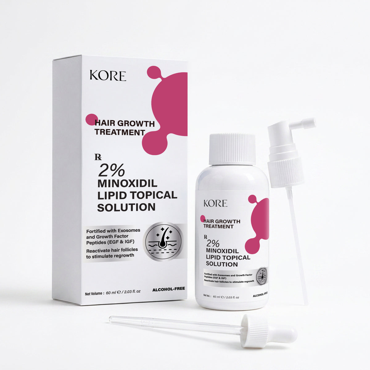 KORE Hair Growth Treatment | 2% Minoxidil Lipid Topical Solution | 60 ml