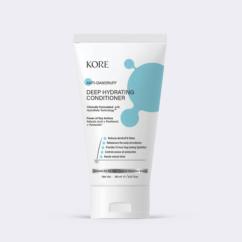 KORE Anti-Dandruff Deep Hydrating Conditioner | Powered with Hydraflake Technology | Salicylic Acid, Panthenol & Pentavitin | Reduces Dandruff, Scalp Itchiness & Frizz | For Men & Women | 150 ml